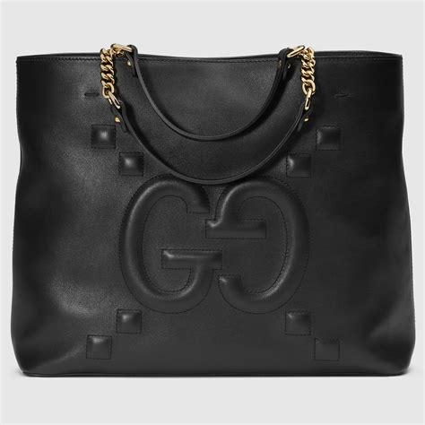 gucci embossed gg leather tote|Gucci canvas large tote.